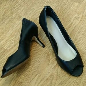 Express Black Peep Toe Heels